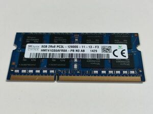 【動作確認済み】hynix ノートPC用 メモリー DDR3L-1600 PC3L-12800S 8GB×1枚 合計8GB 動作確認済 1週間保証 HMT41GS6AFR8A【1429】