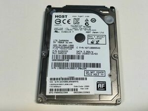 【使用時間21990時間】HGST 1TB(1000GB) HDD HTS541010A9E680 2.5インチ 9.5mm厚 CrystalDiskInfo正常判定【WJUM】