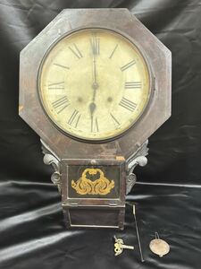 アンティーク ジャンク 掛時計 古時計 レトロ 振り子時計 ゼンマイ式 六角USA Welch eight clock