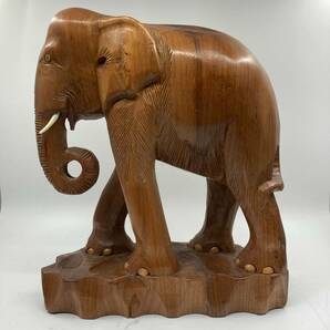 象　木彫り　木造　ゾウ　アンティーク　エスニック　アジア　木工品　置物　彫刻　オブジェ　雑貨★K0886Ｕ