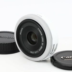 ☆美品・完動☆CANON EF 40mm F2.8 STM キヤノン ホワイト 単焦点レンズ☆送料無料・保証付☆E996