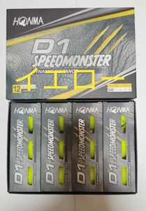 (新品)本間ゴルフ D1 speedmonster イエロー ゴルフボール 1ダース