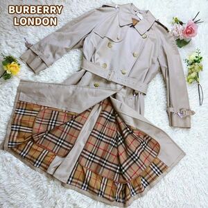 ★即決価格有り★BURBERRY LONDON トレンチコート ノバチェック ベルト ライナー付 ロング丈 バーバリー ベージュ 三陽商会