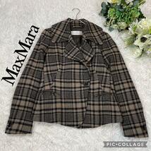 【美品】MaxMara★ピーコート★カシミヤ混★白タグ★チェック★サイズ42_画像1