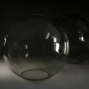 UNY7/41 昭和レトロ 照明 クリアガラス カバー 2点 まとめて 直径約22cm 透明 球体 丸型 ボール型 気泡 ランプシェード ライト ランプ 〇