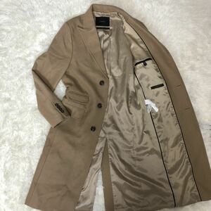 1円 スタート未使用級 ZARA チェスターコート ロングコート ベージュ 秋冬 メンズ S-M相当 キャラメル メルトンウール ジャケット