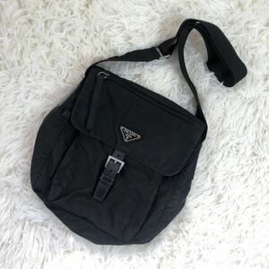 1円 スタート　PRADA プラダ ナイロン レザー ショルダー　バッグ 三角ロゴ サコッシュ 黒 ブラック カメラバッグ　メッセンジャー