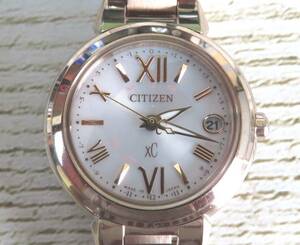 12J522SZ◎CITIZEN シチズン クロスシーH060-T025064 デイト 電波ソーラー レディース　腕時計◎中古品