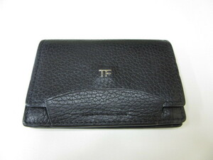 12D325SZ◎TOM FORD トムフォード 名刺入れ カードケース ブラック レザー イタリア製◎中古