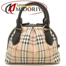 BURBERRY バーバリー 3201007 ハンドバッグ ノバチェック PVC xレザー ベージュ ブラウン/251203【中古】_画像1