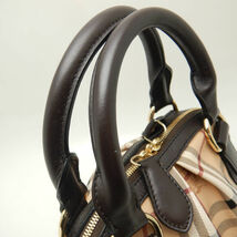 BURBERRY バーバリー 3201007 ハンドバッグ ノバチェック PVC xレザー ベージュ ブラウン/251203【中古】_画像5