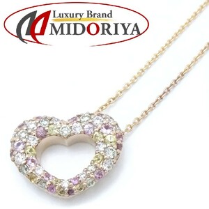 Ponte Vecchio Ponte Vecchio emo tsio-ne Mini mo necklace sapphire diamond Heart K18PG pink gold /290850[ used ]