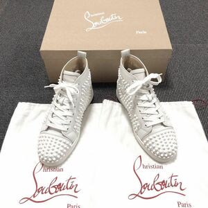 【ルブタン】基準内 Louboutin 靴 24cm ルイス スパイク ハイカットシューズ スニーカー スタッズ LOUIS SPIKES レザー 紳士 メンズ 39 箱