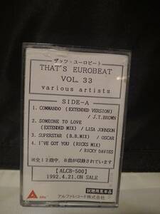 C8675　カセットテープ　That's Eurobeat Vol. 33　J. T. Brown　Lisa Johnson　Ricky Davies　Gipsy & Queen　Jenny Kee　プロモ