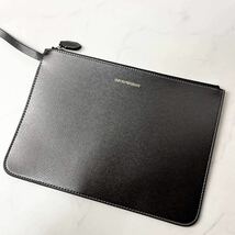 1円〜【未使用級】エンポリオ アルマーニ EMPORIO ARMANI トートバッグ ビジネスバッグ 本革 大容量 A4 ロゴ ブラックシルバー メンズ_画像9