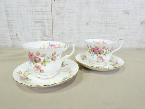 ◇ROYAL ALBERT ロイヤルアルバート MOSS ROSE モスローズ カップ＆ソーサー 2客 洋食器 ブランド食器＠60