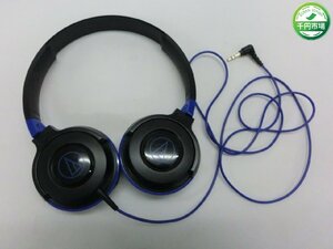 【WF-0031】Audio-technica オーディオテクニカ オンイヤーヘッドホン ブラックxブルー系 ATH-S100 通電確認済 現状品【千円市場】