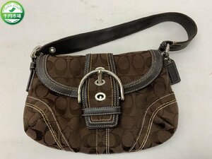 【N-5301】COACH コーチ 10296 シグネチャー キャンバス×レザー ハンドバッグ ショルダー 肩掛け ブラウン系 現状品【千円市場】