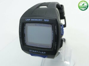 【O-5932】CASIO カシオ PHYS TOUGH SOLAR STW-1000 ラバーベルト デジタル LAP MEMORY 120 ブラック系 ブルー系 現状品【千円市場】