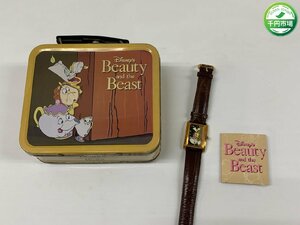 【WB-0331】限定 Disney 腕時計 Beauty and the Beast ブリキ BOX付【千円市場】