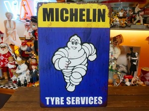 激レア★アメリカン ブリキ看板 ミシュラン Michelin ビバンダム君 点火プラグ ガレージング 世田谷ベース 風