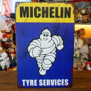 激レア★アメリカン ブリキ看板 ミシュラン Michelin ビバンダム君 点火プラグ ガレージング 世田谷ベース 風の画像1