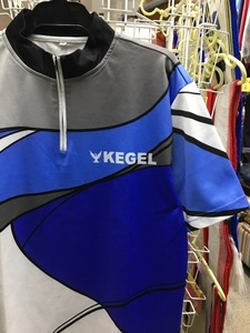 KEGEL ケーゲル ボウリング ウェア ユニフォーム ジャージ 半袖 抽象デザイン 灰青白XL