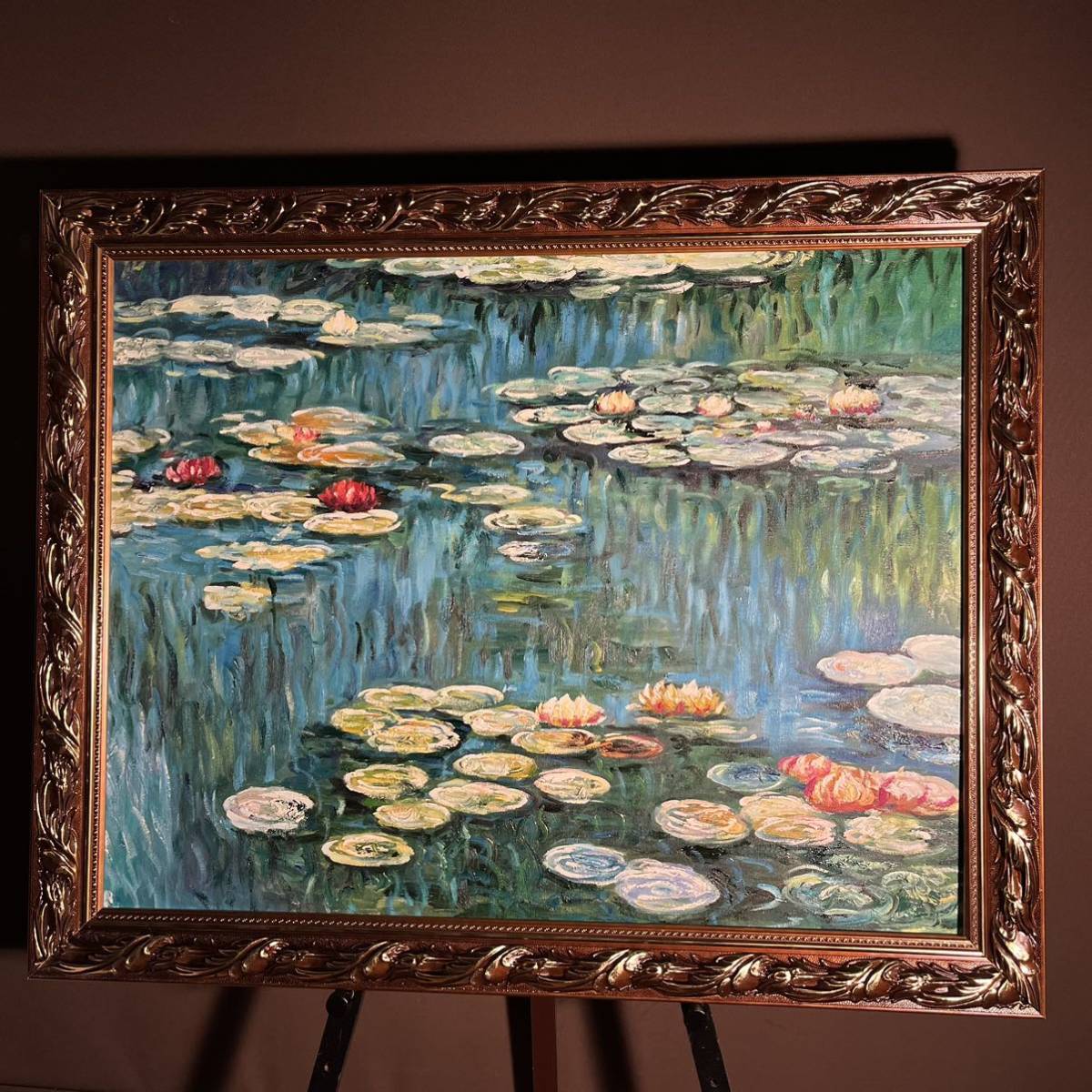★Excellent★Hand-painted oil painting by Claude Monet, Water Lily Pond, Framed, Interior, Oil Painting, Painting, Oil painting, Nature, Landscape painting