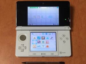 動作確認済　3DS アイスホワイト 中古 Ver11.6.0-39J 人気色 社外新品ペン付 1円〜売切　送安 同梱可