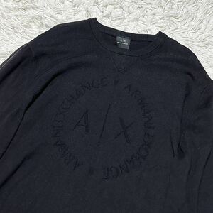 アルマーニ エクスチェンジ【XLサイズ相当　ビッグロゴ】A|X ARMANI EXCHANGE コットン　ニット　セーター　ブラック　コートのインナーに