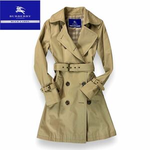 BURBERRY BLUE LABEL バーバリー ブルーレーベル ダブル トレンチコート ウエストベルト コットン ベージュ 40サイズ 日本製 三陽商会