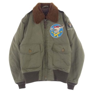 The REAL McCOY'S The Real McCoy's B-10 reverse side boa Skull patchwork flight jacket khaki series 38[ used ]