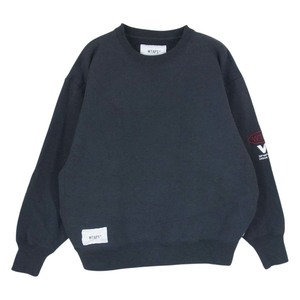 WTAPS ダブルタップス 23AW 232ATDT-CSM18 AII 01 SWEATER COTTON PROTECT コットン 刺繍 ロゴ スウェット チャコール系 1【中古】