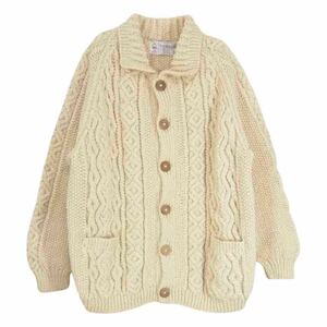 INVERALLAN インバーアラン 茶タグ 3A LUMBER CARDIGAN ランバー カーディガン ケーブル ニット オフホワイト系 サイズ表記無【中古】