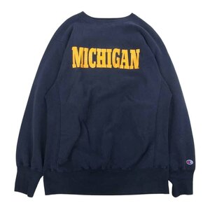 Champion チャンピオン 90s MICHIGAN カレッジプリント リバースウィーブ スウェット トレーナー ネイビー系 XL【中古】