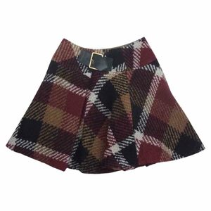  Blue Label k rest Bridge BLUE LABEL CRESTBRIDGE 55S16-818-17 belt attaching tartan check wool LAP skirt 36[ used ]