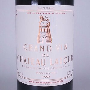 ★シャトー ラトゥール 1998年 赤 ※ 750ml 13% ポイヤック ★五大シャトー Chateau LATOUR A01010