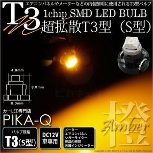 T3 1chip SMD LED S型 アンバー 入数1個 メーターランプ エアコンランプ シガーライターランプ 灰皿内照明等 1-A1-3