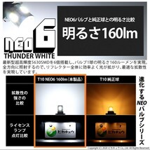 トヨタ プロボックス (NCP160V/NSP160V) 対応 LED ポジションランプ T10 HYPER NEO 6 160lm サンダーホワイト 6700K 2個 2-C-10_画像2