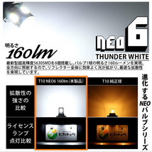 トヨタ タウンエース バン (S403M/413M) 対応 LED ライセンスランプ T10 HYPER NEO 6 160lm サンダーホワイト 6700K 2個 2-C-10_画像2