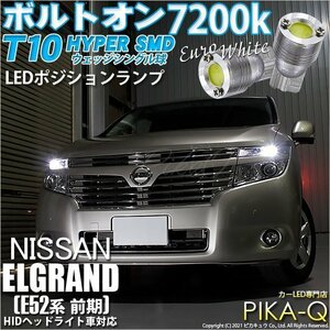 ニッサン エルグランド (E52系 前期) 対応 LED ポジションランプ T10 ボルトオン 45lm ユーロホワイト 7200K 2個 3-B-8