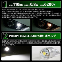 T10 バルブ LED トヨタ ハイエース (200系 7型) 対応 ポジションランプ Cat's Eye 110lm ホワイト 6200K 2個 3-B-5_画像2