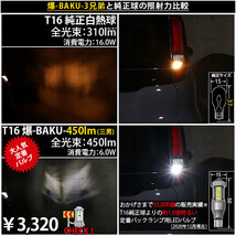 T16 LED バックランプ 爆光 トヨタ シエンタ (MXPL/MXPC10系) 対応 爆-BAKU-650lm ホワイト 6600K 2個 後退灯 7-B-4_画像5