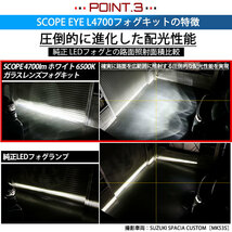 スズキ スペーシアカスタムHV (MK53S) 対応 LED SCOPE EYE L4700 ガラスレンズ フォグランプキット 4700lm ホワイト 6500K H11 37-D-1_画像5