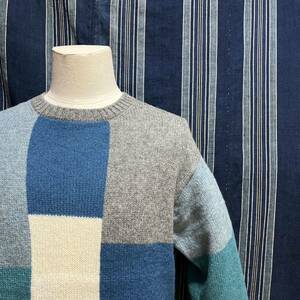 70s 80s clansman english sports shnps bermuda long sleeve knit ニット セーター マルチカラー クレイジーカラー パネルカラー