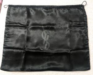イヴサンローラン「YVE SAINT LAURENT」バッグ保存袋 旧型 (2934) 正規品 付属品 布袋 巾着袋 ブラック 二重仕立て ナイロン生地 大きめ