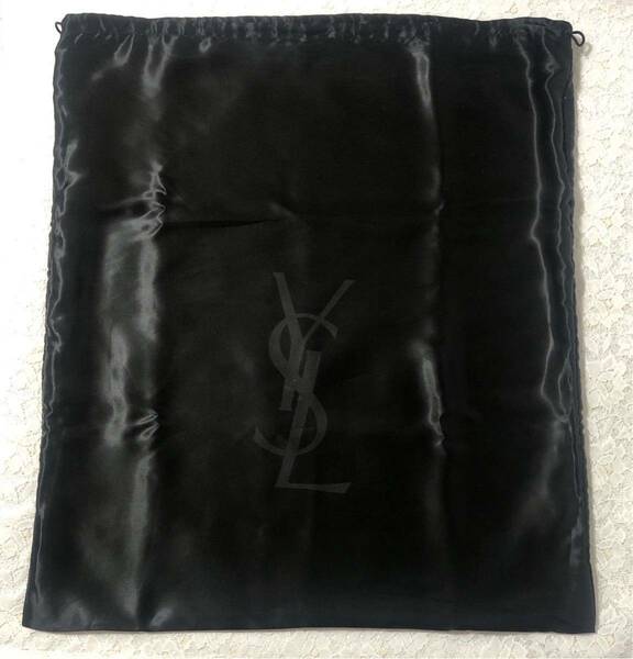 イヴサンローラン「YVE SAINT LAURENT」バッグ保存袋 旧型 (2786) 正規品 付属品 布袋 巾着袋 ブラック 二重仕立て ナイロン生地 わけあり