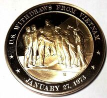 レア　限定品 1973年 アメリカ軍 ベトナム戦争帰還 フランクリンミント 造幣局製 記念品 記念メダル コイン　スーベニア　章牌　記念章_画像2