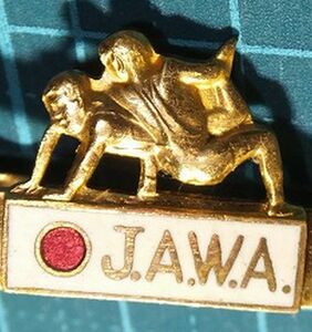 昭和レトロ 1932年 設立 日本 アマチュアレスリング 協会 JAWA 日本レスリング協会 会員章 記章 バッジ 社章 メダル タイピン レスラー