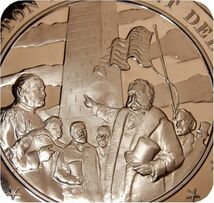 限定品 1885年 アメリカ ワシントン記念塔 モニュメント完成除幕式 フランクリンミント 造幣局製 記念メダル コイン 記章 スーベニア 章牌_画像1